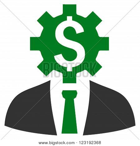 Office Worker vector icon. Style is bicolor flat symbol, green and gray colors, white background.