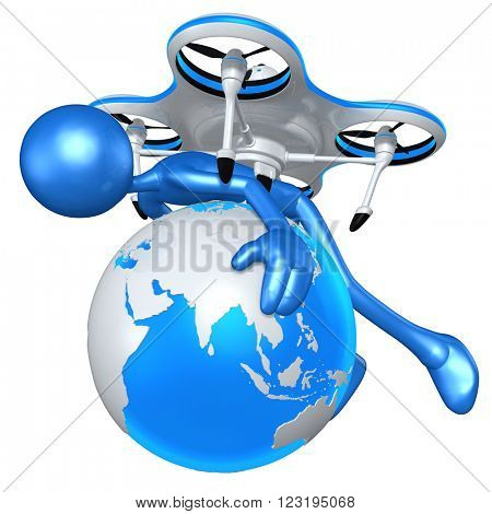 Aerial Drone 3D Illustration Concept 