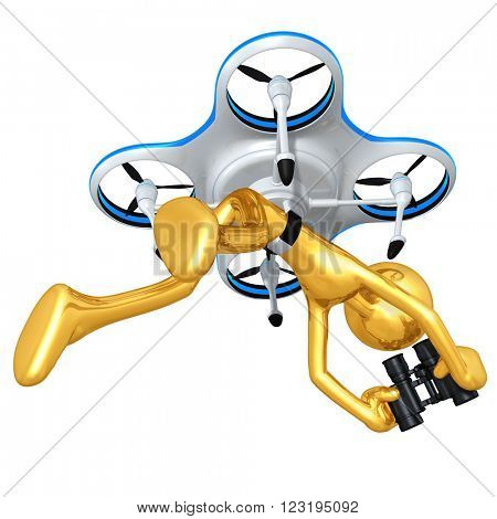 Aerial Drone 3D Illustration Concept 