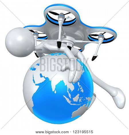 Aerial Drone 3D Illustration Concept 