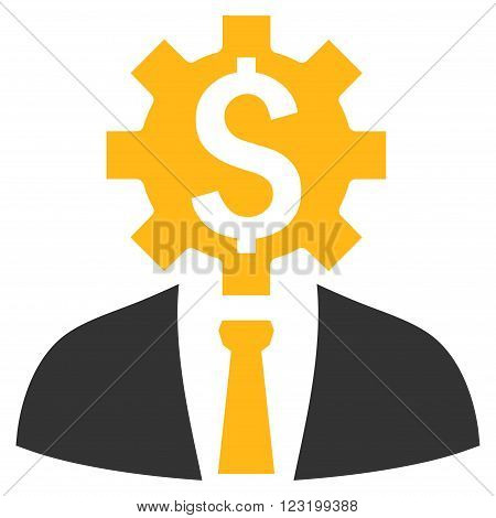 Office Worker vector icon. Style is flat symbol, yellow color, white background.