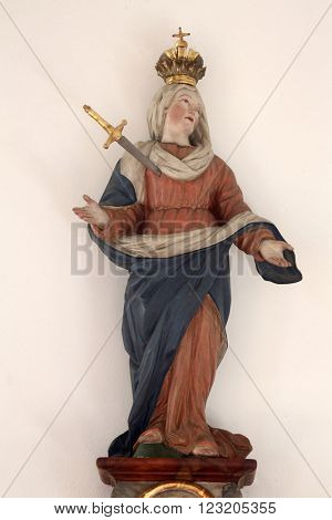PRIMISWEILER, GERMANY - OCTOBER 20: Our Lady of Sorrows, church of St. Clement in Primisweiler, Germany on October 20, 2014.