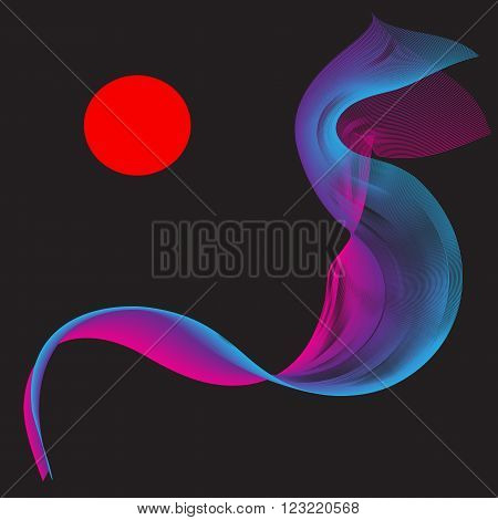 Red Purple Smoke with Red Sun Abstract Composition
