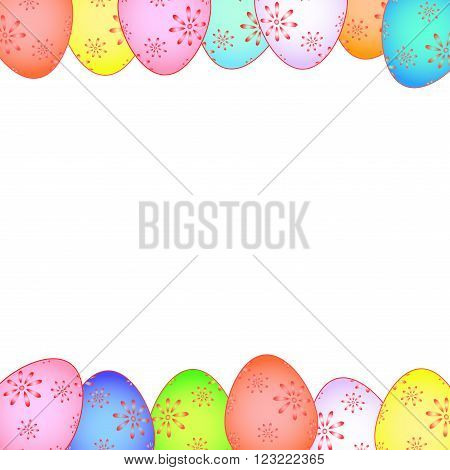 Easter Card With Painted Eggs Vector Eps