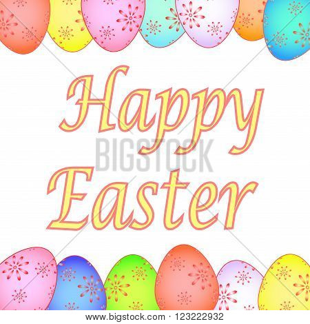 Easter Card With Painted Eggs Vector Eps