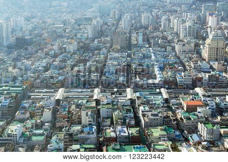 Busan, South Korea - November 28, 2015: Busan view of city Busan from 