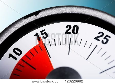 Macro Of A Kitchen Egg Timer - 15 Minutes