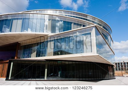 Oxford, England - March 2016: The Blavatnik School of Government, part of Oxford University, designed by Swiss architects Herzog & de Meuron