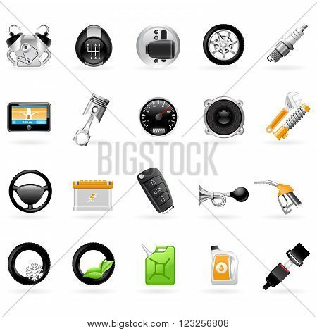 Vehicular service center (car maintenance station) icons