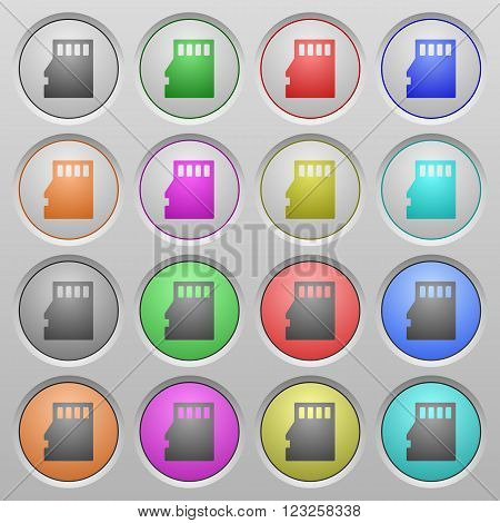 Set of micro SD memory card plastic sunk spherical buttons.