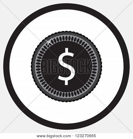 Coin dollar black white monochrome icon. Money and coin icon gold coins silver coins pound coin money finance coin business currency investment icon. Vector abstract flat design illustration