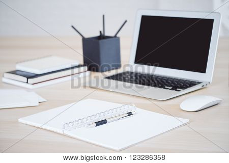 Table With Notebook And Notepad