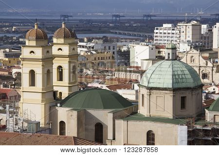 Panorama of Cagliari in the background you can see the Church of Santa Chiara
