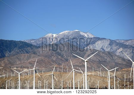 A wind turbine park in front of the the San Jacinto Peak or Mount San Jacinto near Palm Springs.
** Note: Soft Focus at 100%, best at smaller sizes