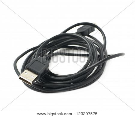 Folded USB to micro USB adapter cable isolated over the white background
** Note: Shallow depth of field