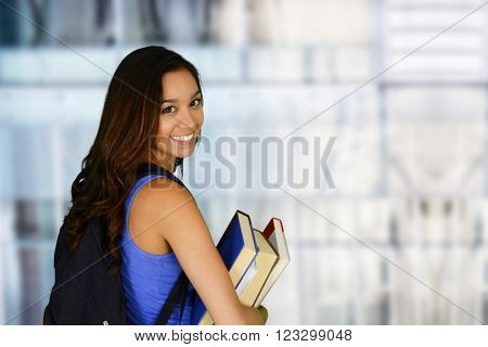 Young college student who is going to class