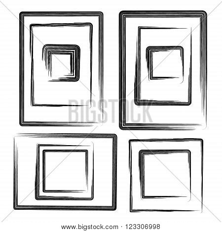 Hand made artistic collection of squre frames set, template for logo, business, icon design.  Vector
