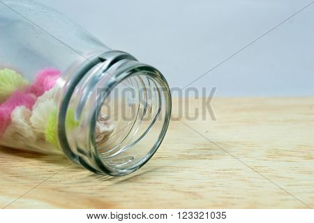 Glass Candy Aalaw,aalaw Dessert In Glass Jar On Wood Background