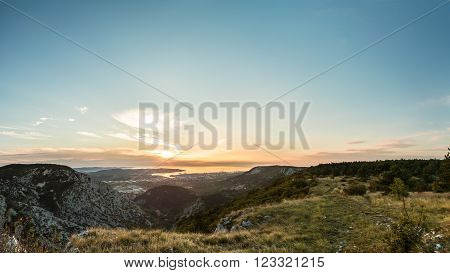 Sunset in the bay of Trieste from Val Rosandra