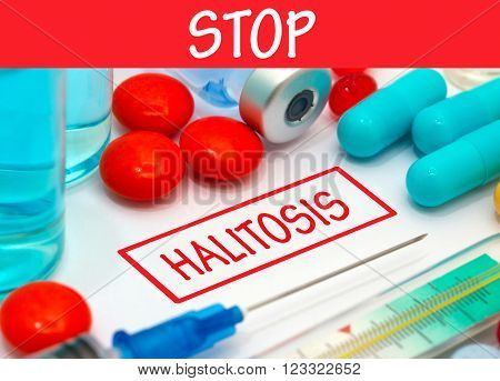 Stop halitosis. Vaccine to treat disease. Syringe and vaccine with drugs.
** Note: Visible grain at 100%, best at smaller sizes