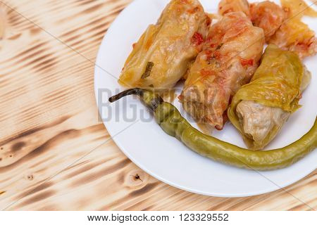 Sarmale - romanian traditional food. Stuffed cabbage leaves with pork