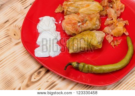 Sarmale - romanian traditional food. Stuffed cabbage leaves with pork