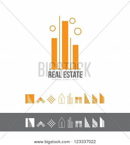 Vector company logo icon element template real estate line lineart contour house roof property residential realty realtor