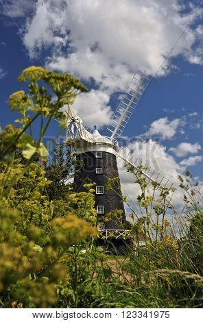 Windmill at Burnham Overy Staithe on the North Norfolk coast, Norfolk, UK.