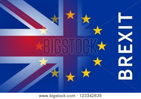 Flags of European Union and United Kingdom with inscription Brexit.