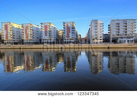 Stockholm, Sweden - March, 16, 2016: landscape with the image of Stockholm, Sweden