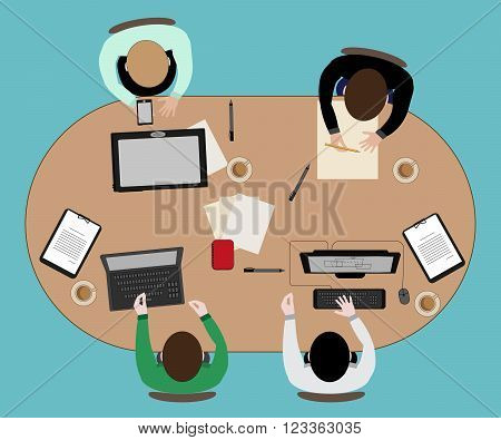 illustration concept of teamwork/consultation in the workplace
