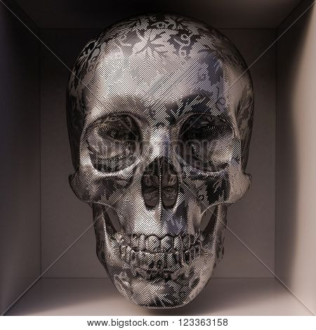 Day of The Dead colorful Skull with floral ornament