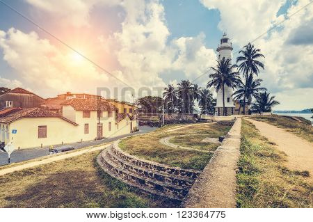 Pictorial view of light houe - Galle fort (Sri Lanka) (Sun)