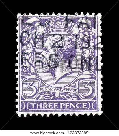UNITED KINGDOM - CIRCA 1924 : Cancelled postage stamp printed by United Kingdom, that shows portrait of king George.