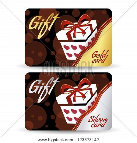 Beautiful Gift cards. Gift and ribbon. Cute gift voucher certificate coupon design template, Collection gift certificate business card banner, poster. isolated.