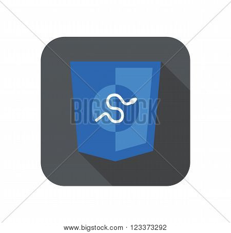 round icon of python framework programming language badge - isolated flat design illustration with long shadow