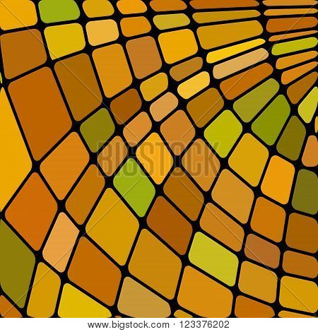 abstract vector stained-glass mosaic background - oranhe and green