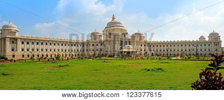 BANGALORE, INDIA - Dec 14: Sathya Sai super specialty hospital in India on Dec 14, 2015.Sathya Sai Baba has established hospitals that offer world-class healthcare to all totally free of charge.