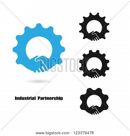 Creative handshake logo and industrial idea concept backgroundbusiness idea industrial signabstract background.vector illustration