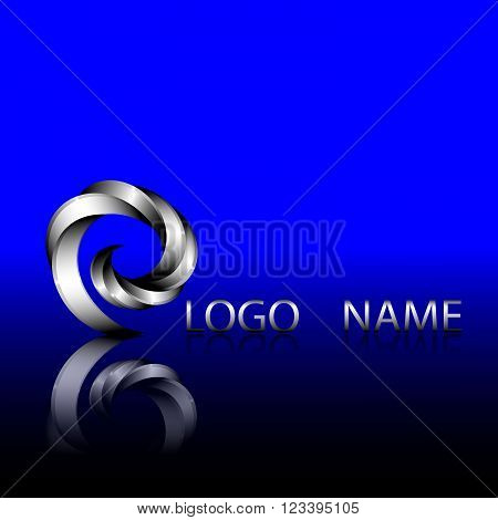 Vector illustration of a blue logo with metal