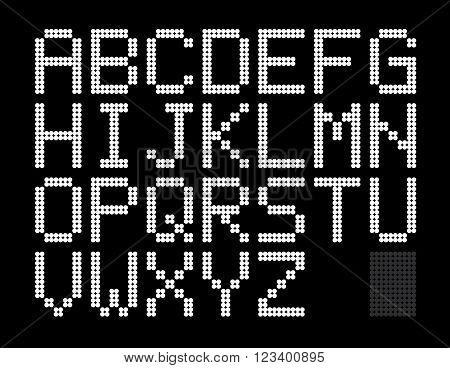 Digital pixel font design. alphabet font set. vector stock.
