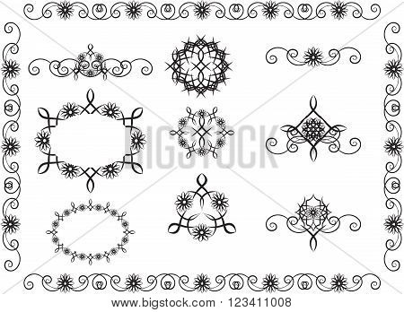 loops pattern with flower motives and the stylized flowers