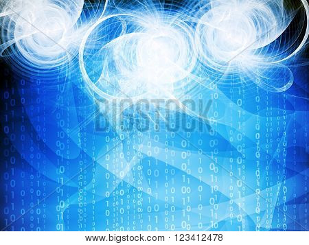 Abstract blue background with numbers and circles, technology concept