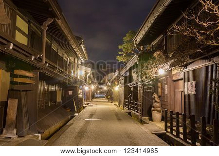 Takayama Town In Night At Gifu Japan.