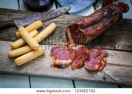 Tapas Iberico ham and lomo sausage from Spain