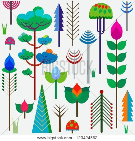 forest colorful whimsy trees 