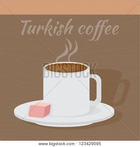 Traditional Turkish coffee with turkish delight. Middle East Food.