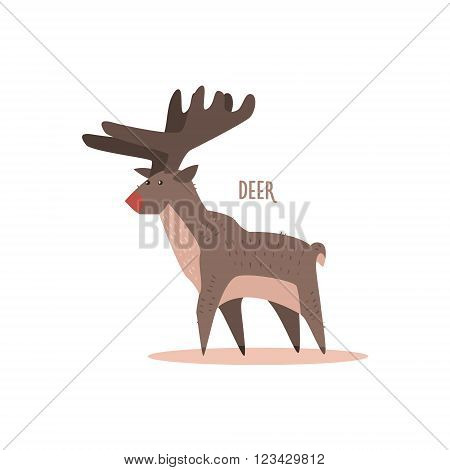 Deer Drawing For Arctic Animals Collection Of Flat Vector Illustration In Creative Style On White Background