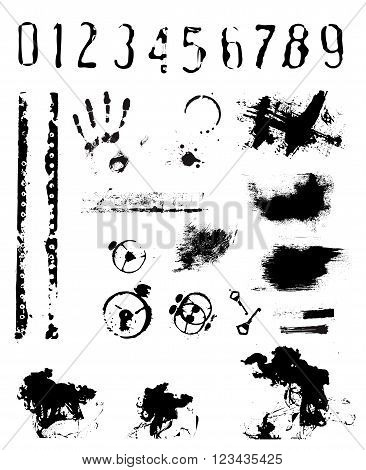 Vector grunge elements isolated on white background.