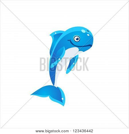 Pilot Whale Character Isolated Flat Childish Colorful Vector Icon On White Background